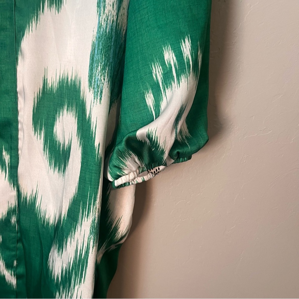 Chico’s Reversible Floral Printed Longline Kimono Ikat Duster Cardigan - Picture 10 of 15